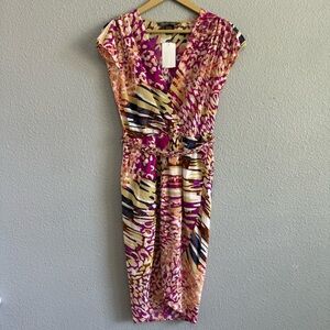 NWT Charlie Jade Silk Faux Wrapโ Dress Size XS Belted